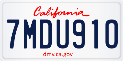 CA license plate 7MDU910