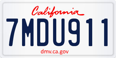 CA license plate 7MDU911