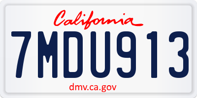 CA license plate 7MDU913