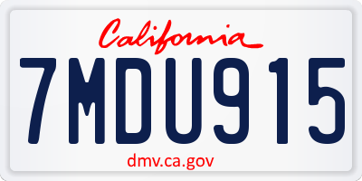 CA license plate 7MDU915