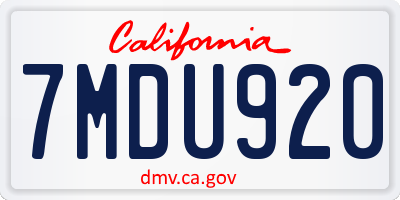 CA license plate 7MDU920