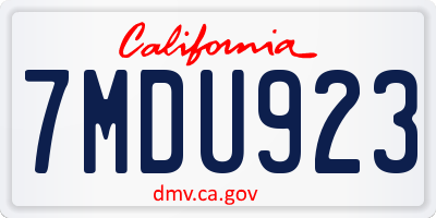 CA license plate 7MDU923