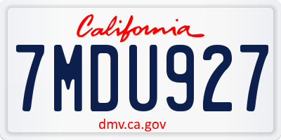 CA license plate 7MDU927