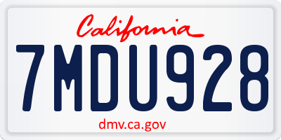 CA license plate 7MDU928
