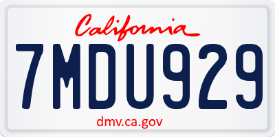 CA license plate 7MDU929