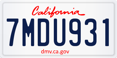 CA license plate 7MDU931
