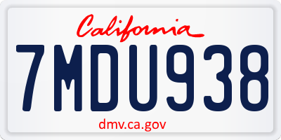 CA license plate 7MDU938