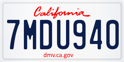 CA license plate 7MDU940