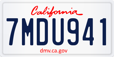 CA license plate 7MDU941
