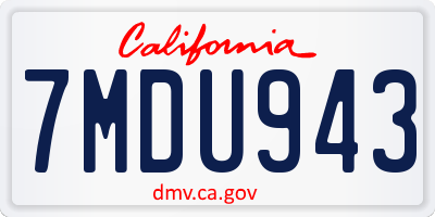 CA license plate 7MDU943