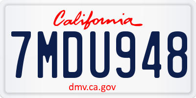 CA license plate 7MDU948