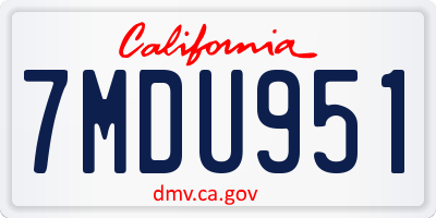 CA license plate 7MDU951
