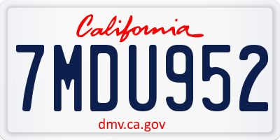 CA license plate 7MDU952