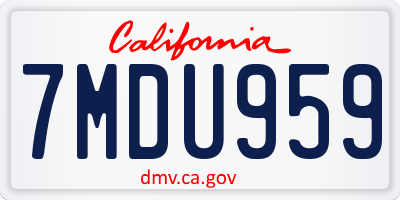 CA license plate 7MDU959