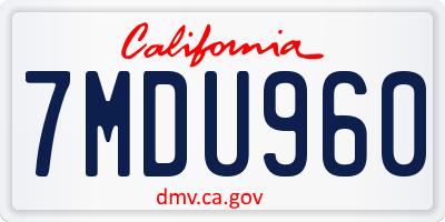CA license plate 7MDU960