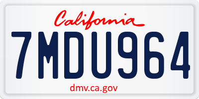 CA license plate 7MDU964