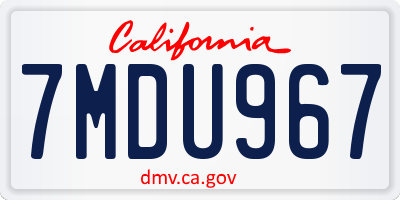 CA license plate 7MDU967
