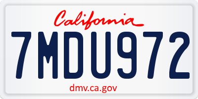 CA license plate 7MDU972