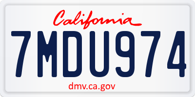 CA license plate 7MDU974