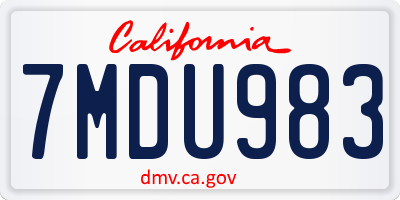 CA license plate 7MDU983