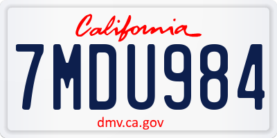 CA license plate 7MDU984