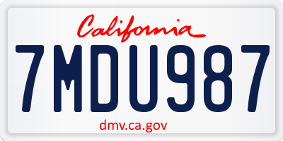 CA license plate 7MDU987