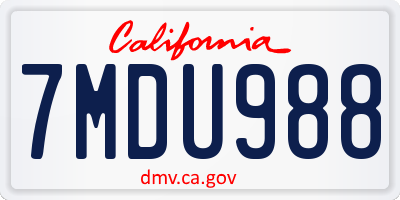 CA license plate 7MDU988