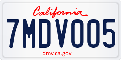 CA license plate 7MDV005