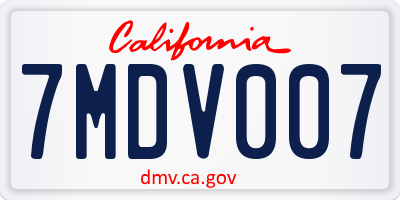CA license plate 7MDV007