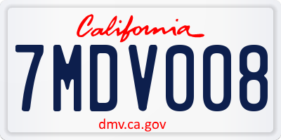 CA license plate 7MDV008