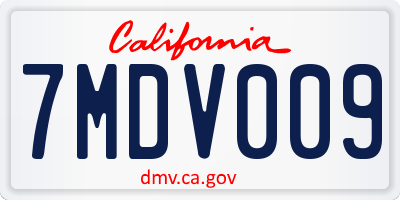 CA license plate 7MDV009