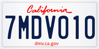 CA license plate 7MDV010
