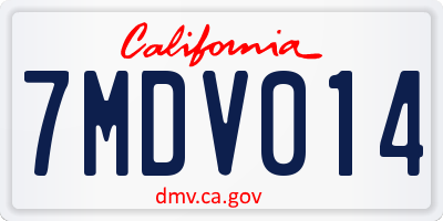 CA license plate 7MDV014
