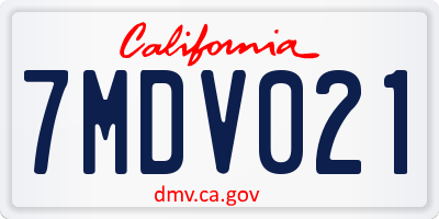 CA license plate 7MDV021