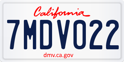 CA license plate 7MDV022