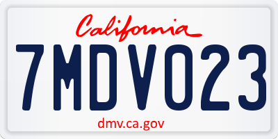 CA license plate 7MDV023