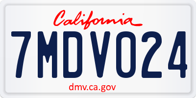 CA license plate 7MDV024