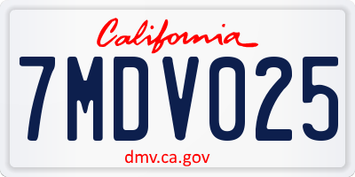 CA license plate 7MDV025