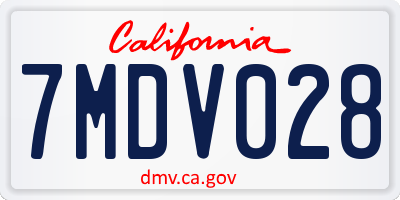 CA license plate 7MDV028