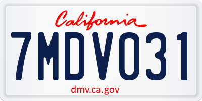 CA license plate 7MDV031