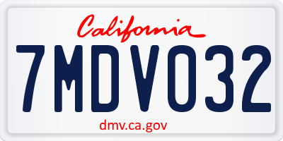 CA license plate 7MDV032