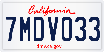 CA license plate 7MDV033