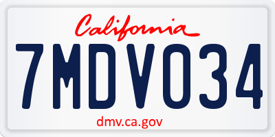 CA license plate 7MDV034