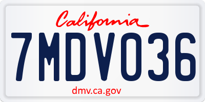 CA license plate 7MDV036