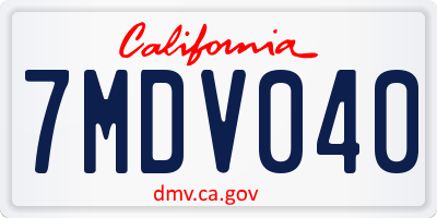 CA license plate 7MDV040