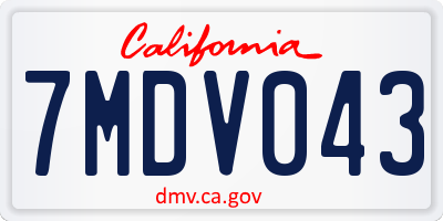 CA license plate 7MDV043