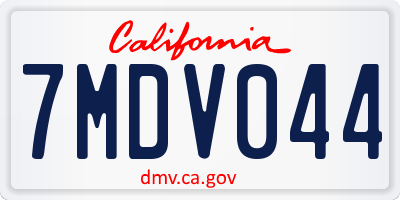 CA license plate 7MDV044