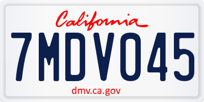 CA license plate 7MDV045