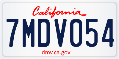CA license plate 7MDV054
