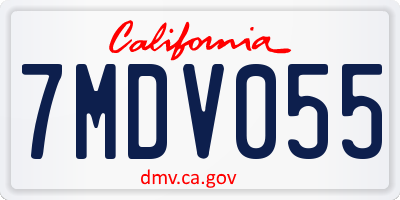 CA license plate 7MDV055